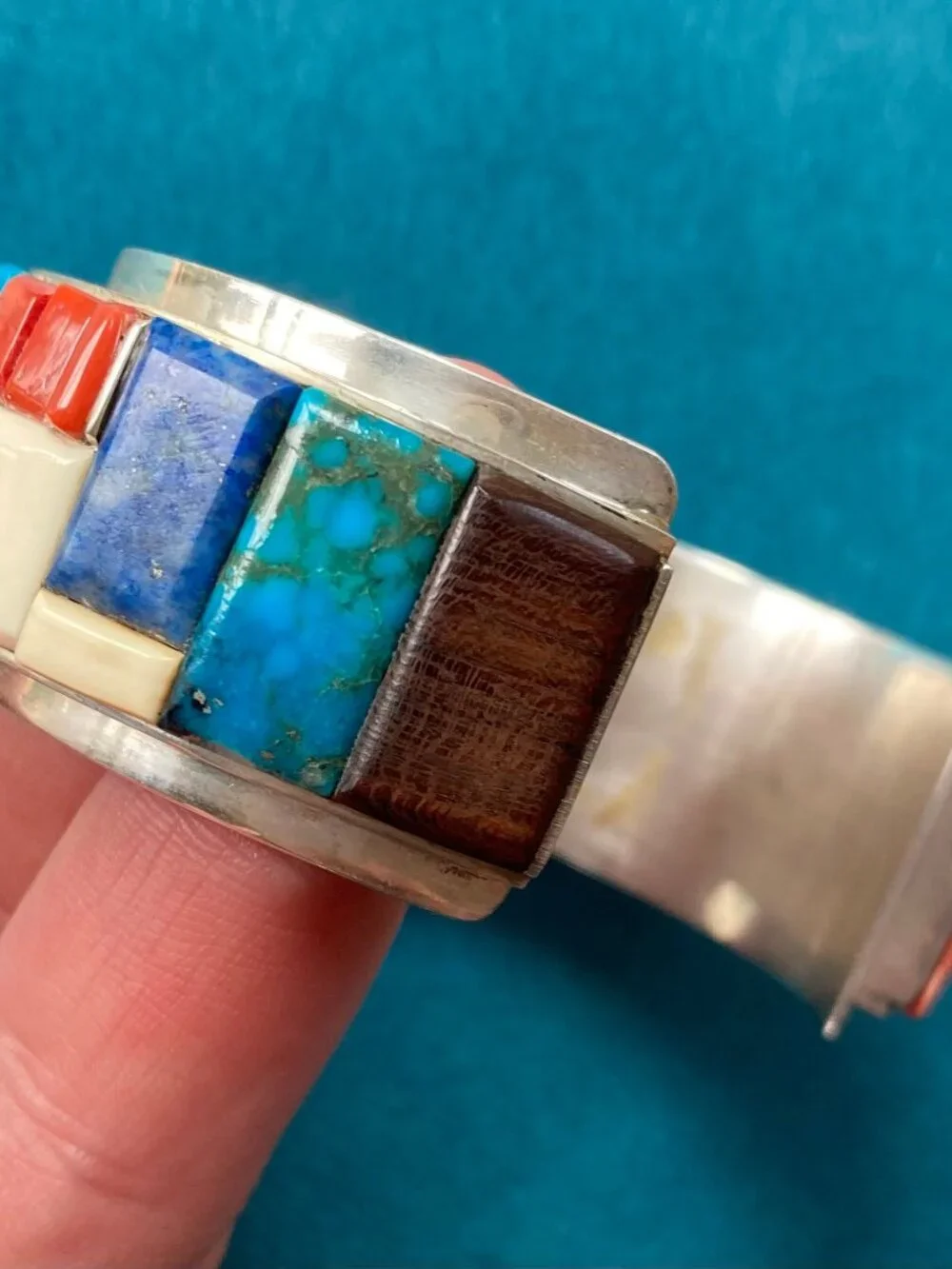 AMAZING Vintage Navajo Cobblestone Turquoise Orange Spiny Sterling Cuff bracelet